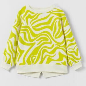 Zara Girls Green and Cream Psychedelic Sweatshirt 13-14